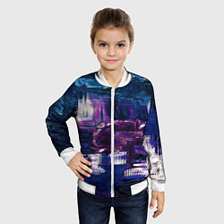 Бомбер детский Глитч текстура - искаженное пространство, цвет: 3D-белый — фото 2