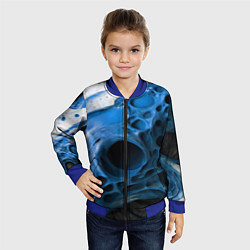 Бомбер детский Сине-белая абстрактная структура, цвет: 3D-синий — фото 2