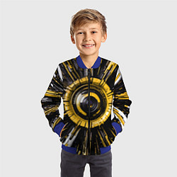 Бомбер детский Чёрно-жёлтая сфера киберпанк, цвет: 3D-синий — фото 2
