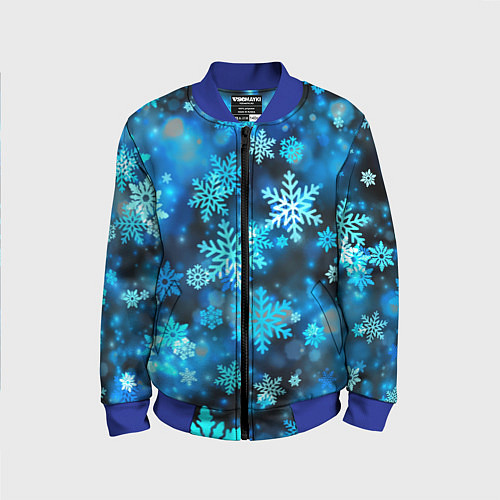 Детский бомбер Снежный новогодний узор / 3D-Синий – фото 1