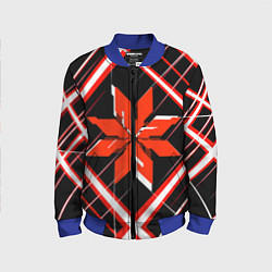 Бомбер детский Красно-белая звезда и полосы на чёрном фоне, цвет: 3D-синий