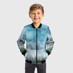 Бомбер детский Новогодний снег, цвет: 3D-черный — фото 2