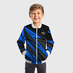 Бомбер детский Субару - синяя спорт униформа, цвет: 3D-белый — фото 2
