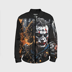Бомбер детский Джокер на фоне огня, цвет: 3D-черный