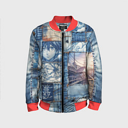Бомбер детский Пэчворк с мотивами аниме, цвет: 3D-красный