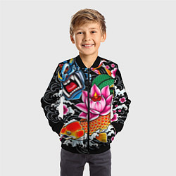 Бомбер детский Иредзуми татуировка, цвет: 3D-черный — фото 2