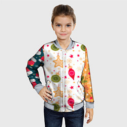 Бомбер детский Новогодние паттерны комбинация, цвет: 3D-серый — фото 2