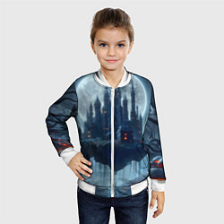 Бомбер детский Замок Дракулы и неоновые грибы - нейроарт фантазия, цвет: 3D-белый — фото 2