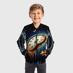 Бомбер детский Течение времени - сюрреализм, цвет: 3D-черный — фото 2