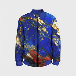 Бомбер детский Золотой и красный минерал в синем камне, цвет: 3D-синий