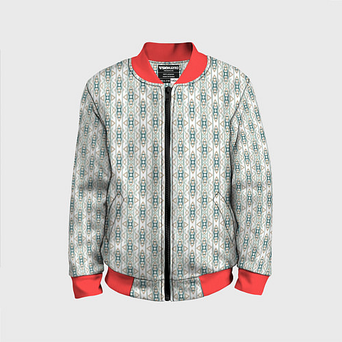 Детский бомбер Вертикальный узор с геометрическим рисунком / 3D-Красный – фото 1