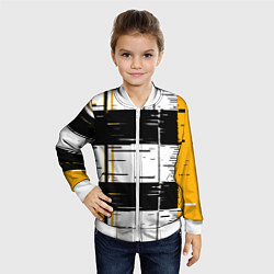 Бомбер детский Жёлтые и чёрные полосы на белом фоне, цвет: 3D-белый — фото 2