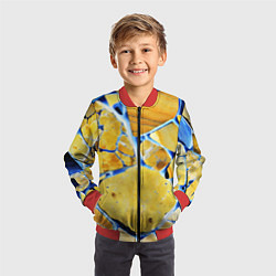 Бомбер детский Жёлто-синяя абстракция, цвет: 3D-красный — фото 2