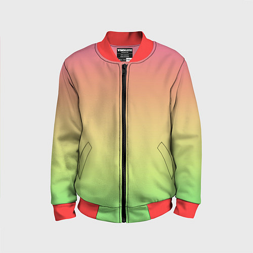 Детский бомбер Градиент заря розово-зелёный / 3D-Красный – фото 1
