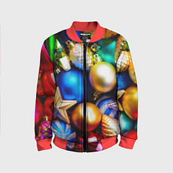 Бомбер детский Новогодние украшения, цвет: 3D-красный