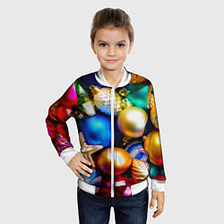 Бомбер детский Новогодние украшения, цвет: 3D-белый — фото 2