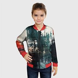 Бомбер детский Чёрно-красная ржавчина на белом фоне, цвет: 3D-красный — фото 2