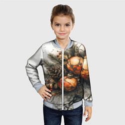 Бомбер детский Новогодние игрушки и шишки, цвет: 3D-серый — фото 2