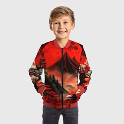 Бомбер детский Япония природа в красном цвете, цвет: 3D-красный — фото 2