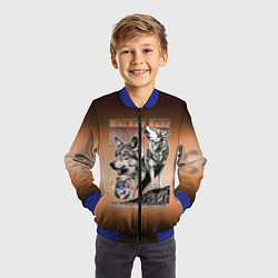 Бомбер детский Волки с надписью, цвет: 3D-синий — фото 2