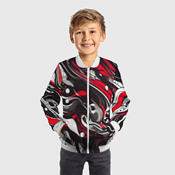 Бомбер детский Красно-белые волны, цвет: 3D-белый — фото 2