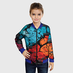 Бомбер детский Красно-голубая разбитая текстура, цвет: 3D-синий — фото 2