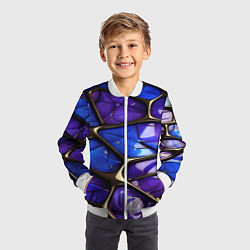 Бомбер детский Синие и фиолетовые плиты, цвет: 3D-белый — фото 2