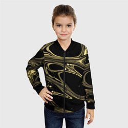 Бомбер детский Разводы в виде кругов и линий - текстура, цвет: 3D-черный — фото 2