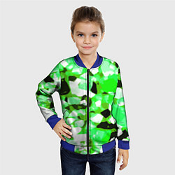 Бомбер детский Green and white abstraction on a black background, цвет: 3D-синий — фото 2
