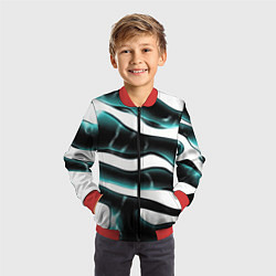Бомбер детский Абстрактный черно-зеленый камуфляж, цвет: 3D-красный — фото 2