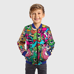 Бомбер детский Color doodle monsters, цвет: 3D-синий — фото 2