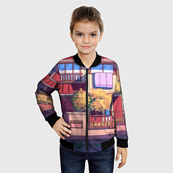 Бомбер детский Lo-fi японский стиль улица, цвет: 3D-черный — фото 2