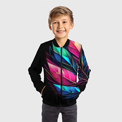 Бомбер детский Букет из цветных перьев - неон, цвет: 3D-черный — фото 2