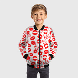 Бомбер детский Губы и сердца, цвет: 3D-черный — фото 2
