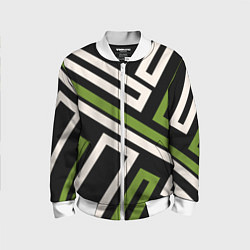 Бомбер детский Прямоугольники по диагонали-зеленый, черный, цвет: 3D-белый