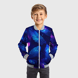 Бомбер детский Мерцающие перья - волшебные искры, цвет: 3D-серый — фото 2