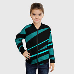 Бомбер детский Чёрный с голубым полосы текстура, цвет: 3D-черный — фото 2