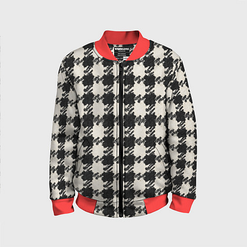 Детский бомбер Черно белая гусиная лапка / 3D-Красный – фото 1