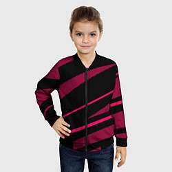 Бомбер детский Чёрный с розовым абстракция полосы, цвет: 3D-черный — фото 2