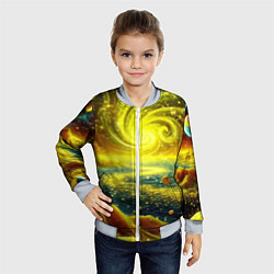 Бомбер детский Neon galaxy - ai art fantasy, цвет: 3D-серый — фото 2