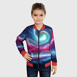 Бомбер детский Spiral neon galaxy - ai art fantasy, цвет: 3D-красный — фото 2