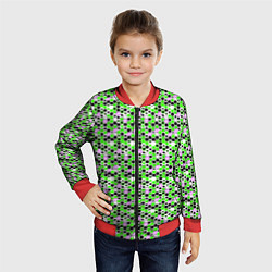 Бомбер детский Киберпанк шестиугольники зелёные, цвет: 3D-красный — фото 2