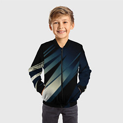 Бомбер детский Чёрно-синий абстрактный с полосами, цвет: 3D-черный — фото 2