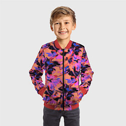 Бомбер детский Абстрактные цветы - текучая краска, цвет: 3D-красный — фото 2