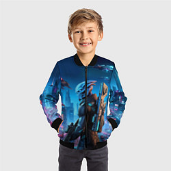 Бомбер детский Mass Effect - neon glow fantastic, цвет: 3D-черный — фото 2