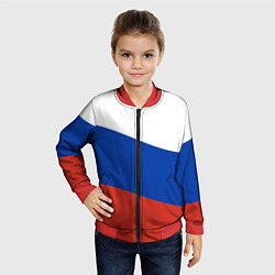 Бомбер детский Флаг России волной, цвет: 3D-красный — фото 2