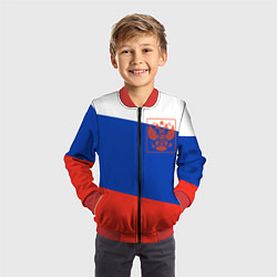 Бомбер детский Россия флаг с гербом, цвет: 3D-красный — фото 2