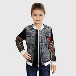 Бомбер детский Джинсовка с татуировками самурай киберпанк, цвет: 3D-белый — фото 2