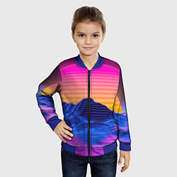 Бомбер детский Неоновый закат, цвет: 3D-синий — фото 2