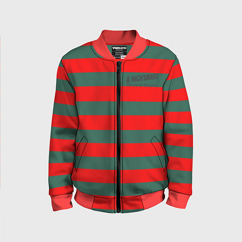 Детский бомбер Полоски Фредди Крюгера / 3D-Красный – фото 1
